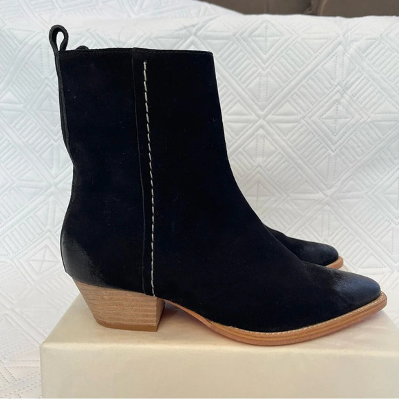 Free People Bowers Suede Boot In Black/Sand Dune Size 37 - Picture 3 of 6